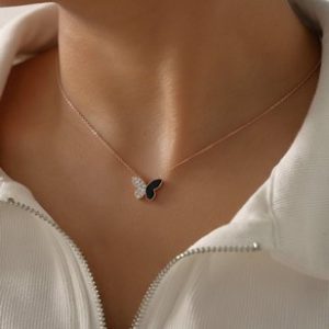Rose Gold Butterfly Pendant Necklace