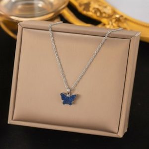 Silver Toned Butterfly Pendant Necklace