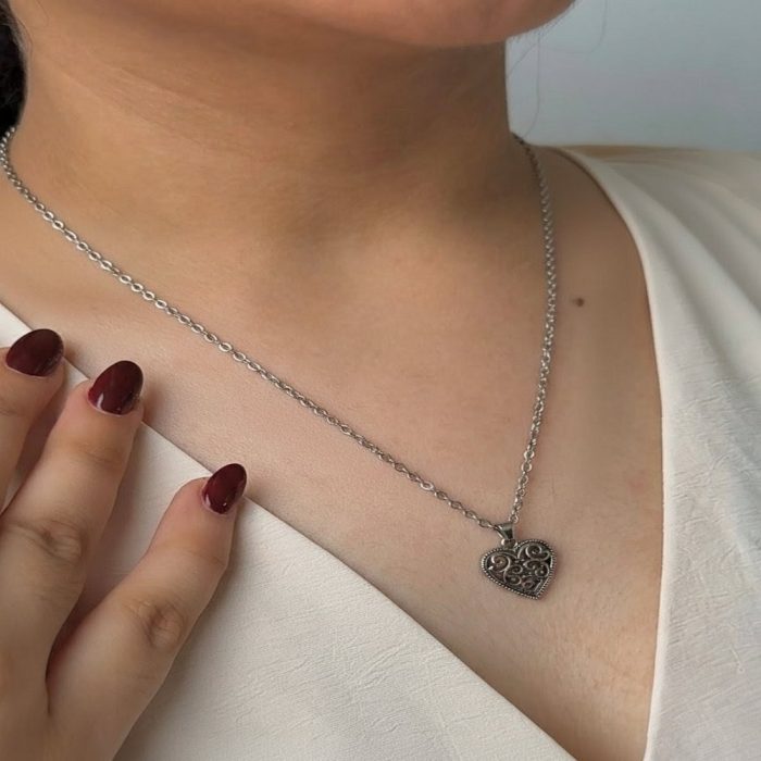 Sterling Silver Filigree Heart Necklace 2