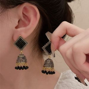 Midnight Heritage Black Oxidized Jhumka Earrings