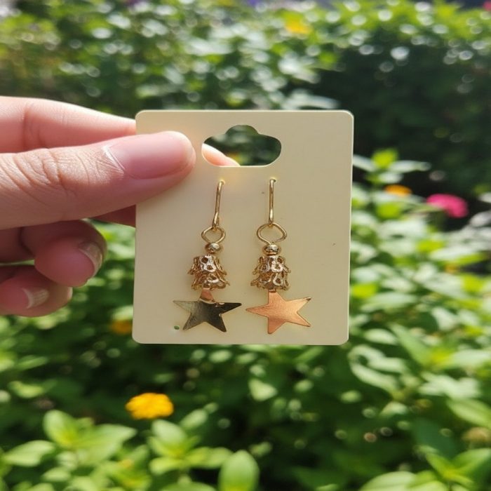 gold star charm drop earrings 5