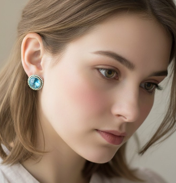 Pink Crystal Stud Earrings for Women