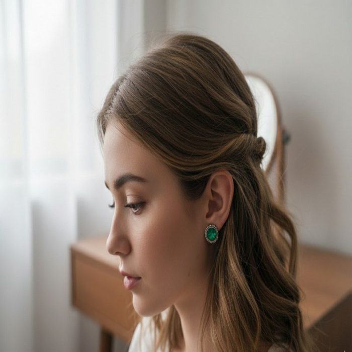 emerald green crystal earrings 4