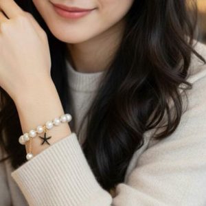 Pearl Bracelet with Starfish Charm
