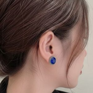 Royal Blue Crystal Stud Tops Earrings