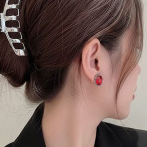 Royal Red Crystal Stud Tops Earrings